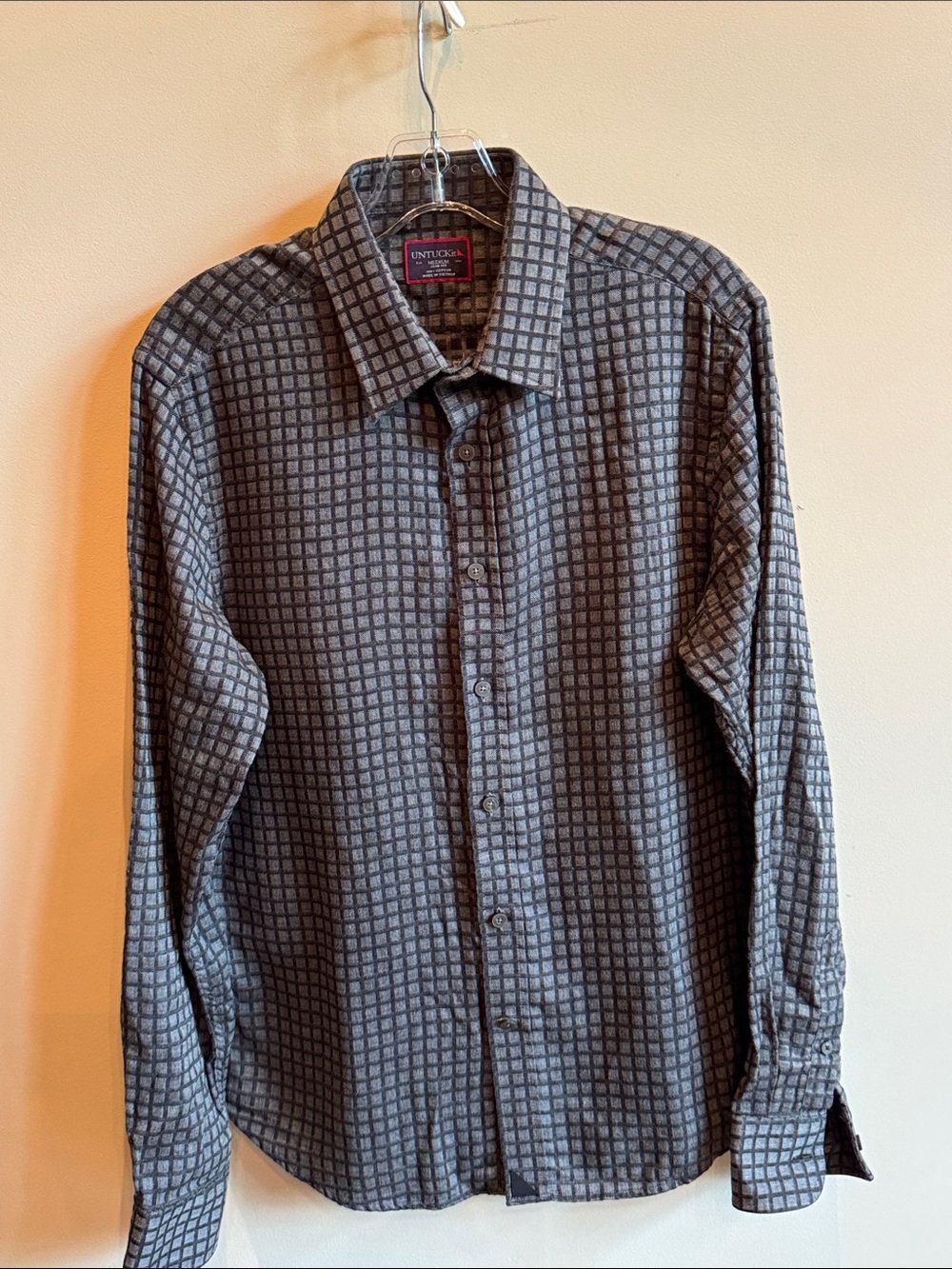 UNTUCKit Men's Gray Grid-Check Button-Down Shirt